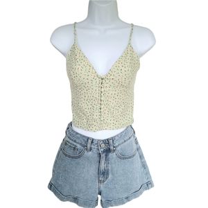 Forever 21 Light Green Tiny Pink Floral Cami Top Size S